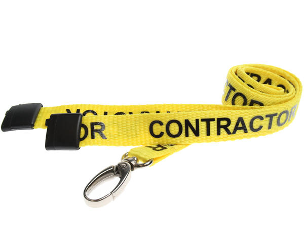100 Pack 15mm Recycled Yellow Contractor Lanyards with Metal Lobster Clip