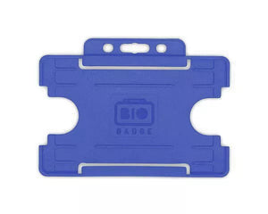 Mid Blue Single-Sided BIOBADGE Open Faced ID Card Holders - Landscape (Pack of 100)