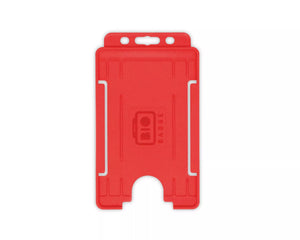 Red Single-Sided BIOBADGE Open Faced ID Card Holders - Portrait (Pack of 100)