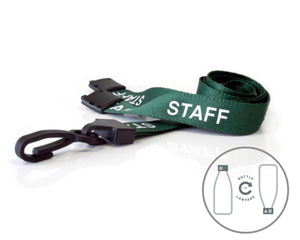 Green Staff Lanyards with Plastic J Clip (Pack of 100)