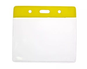 Yellow Top Vinyl Visitor Pass Holders - Landscape (Pack of 100)