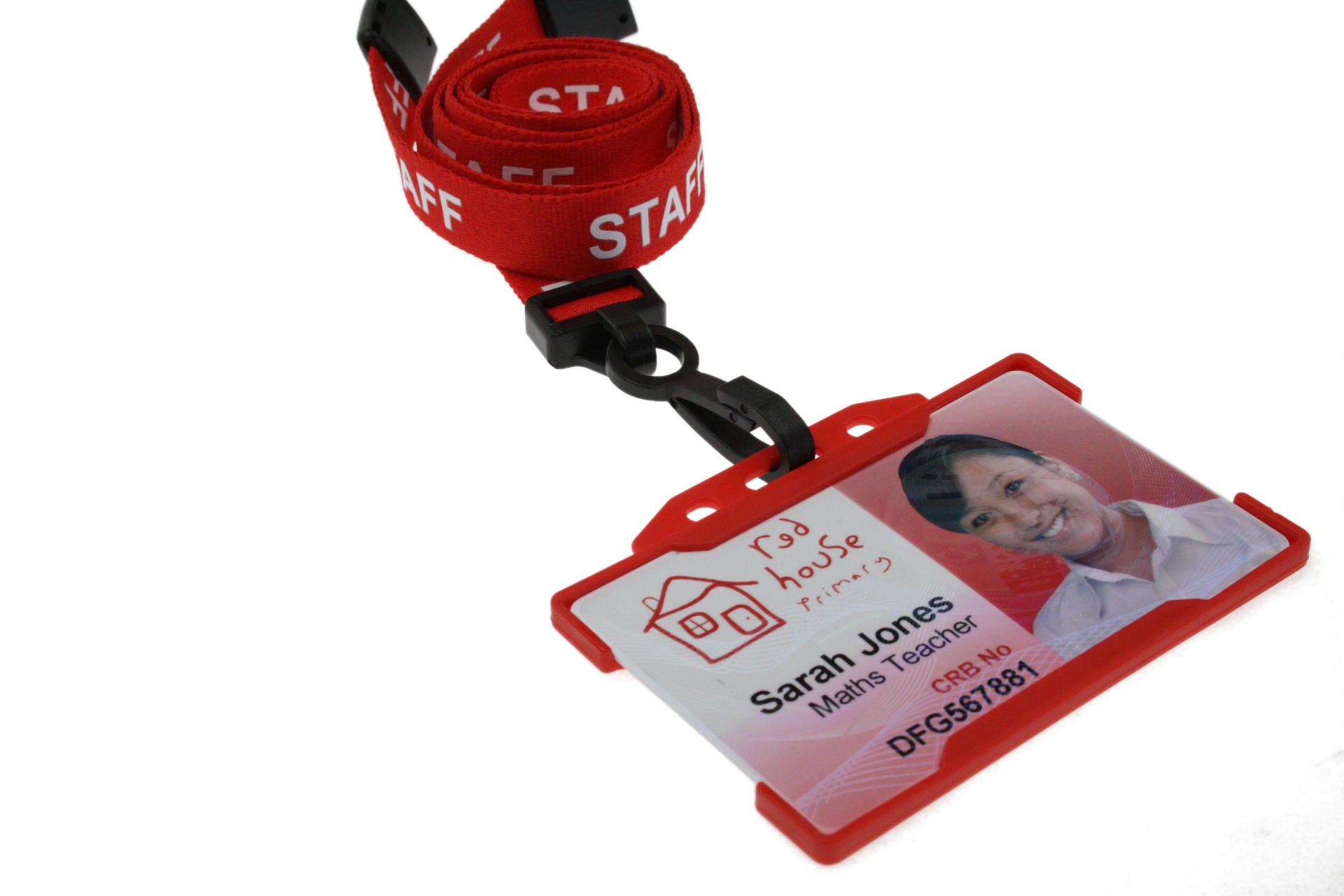 100 Pack 15mm Recycled Red Staff Lanyards with Plastic J Clip