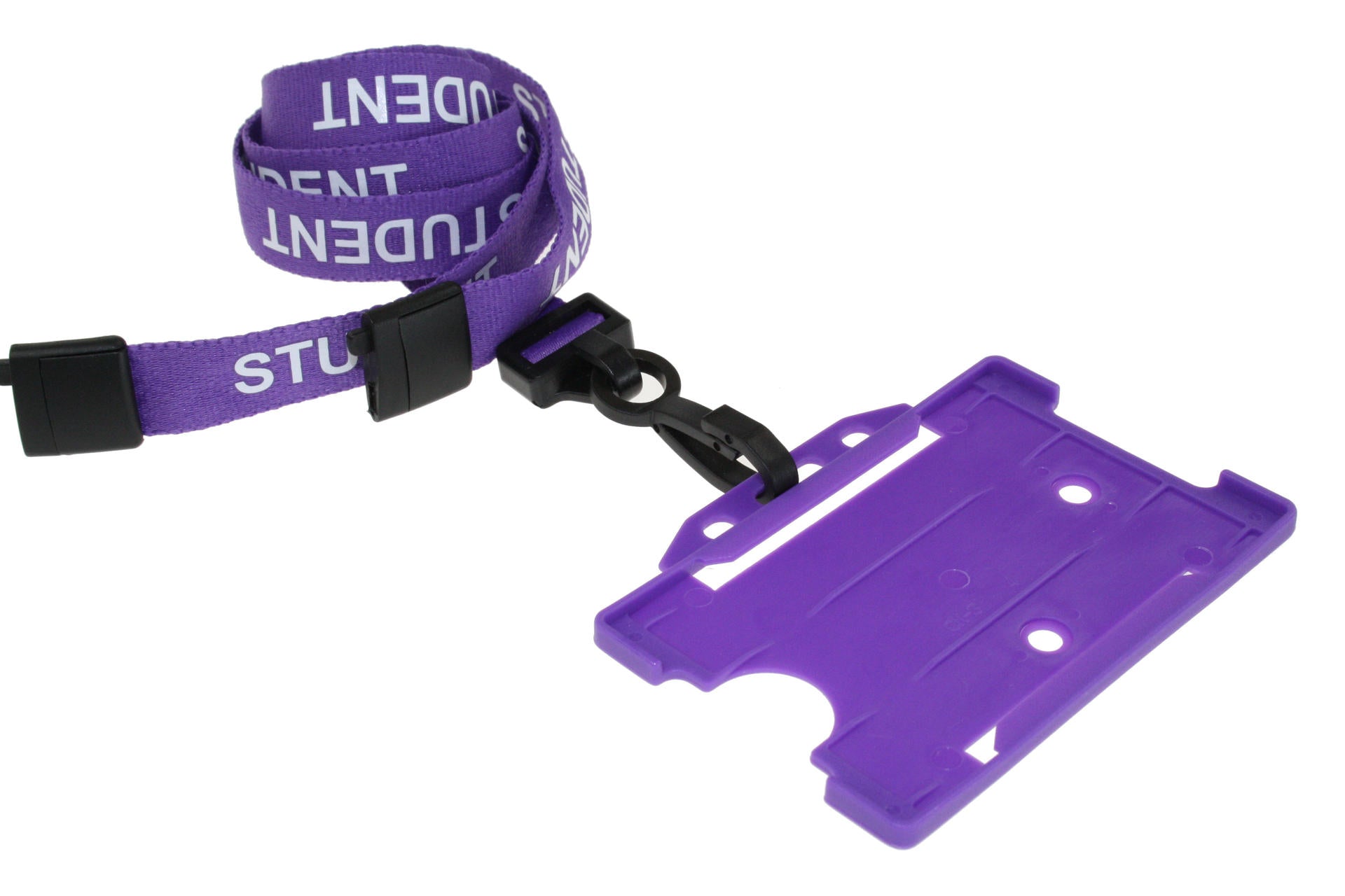 100 Pack 15mm Recycled Purple Student Lanyards with Breakaway and Plastic J Clip